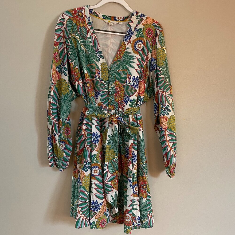 Boden Notch Neck Cotton Dress in Playful Print - Picture 2 of 9